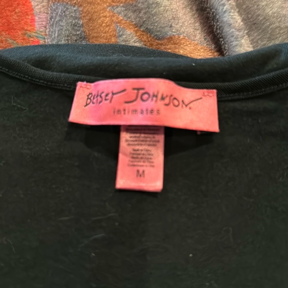 Betsey Johnson Intimates Black Top with Pink Bow, Mesh Sleeves, Size Medium, EUC - Picture 7 of 7
